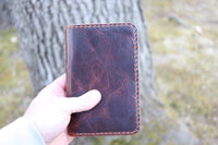 Field Book/Passport Holder- Wrinkle Brown/Black (Olive Handstitched)